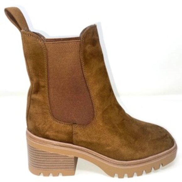 Bamboo Affirm-01 Faux Suede Chelsea Women's Boot Brown Size 6 - Picture 3 of 8